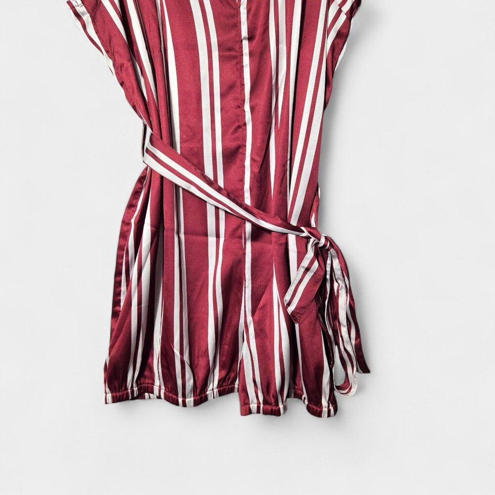 Anthropologie Women's Belted Striped Sleeveless V-Neck Romper Red & White NWT - Picture 4 of 12